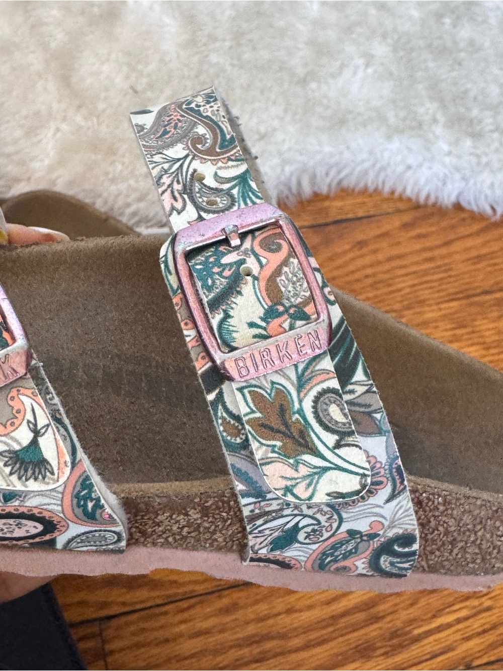 Birkenstock Print Pink Cork Footbed Girls  Sandals Sz 31 - Picture 9 of 10